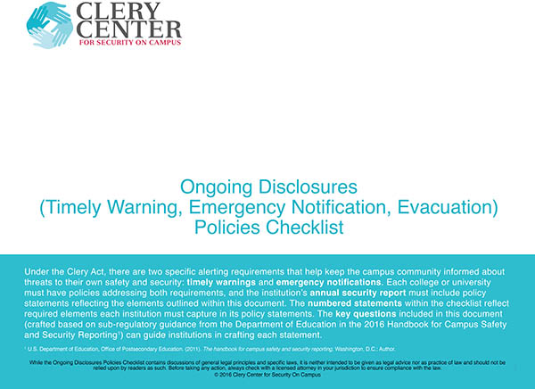 Timely Warning Checklist